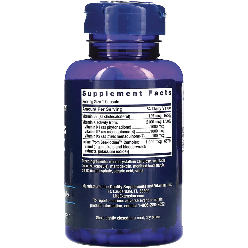 LE438 | Back of blue supplement bottle showing Supplement Facts panel and ingredient list - Thumbnail