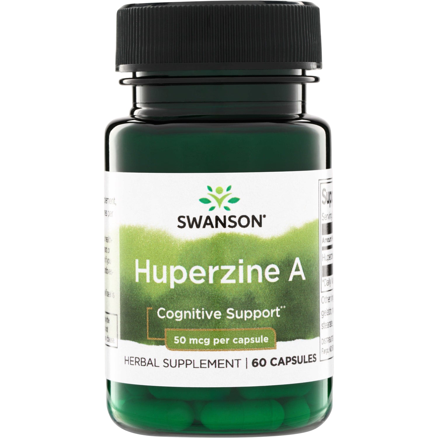 SW1697 | Swanson Huperzine A capsules bottle, Cognitive Support, 50 mcg per capsule, 60 capsules