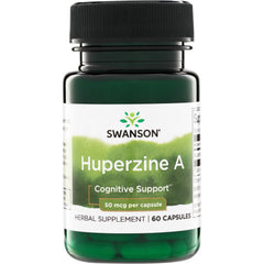 SW1697 | Swanson Huperzine A capsules bottle, Cognitive Support, 50 mcg per capsule, 60 capsules