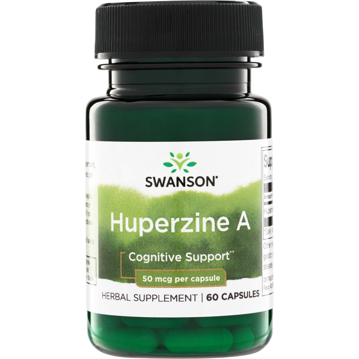 SW1697 | Swanson Huperzine A capsules bottle, Cognitive Support, 50 mcg per capsule, 60 capsules