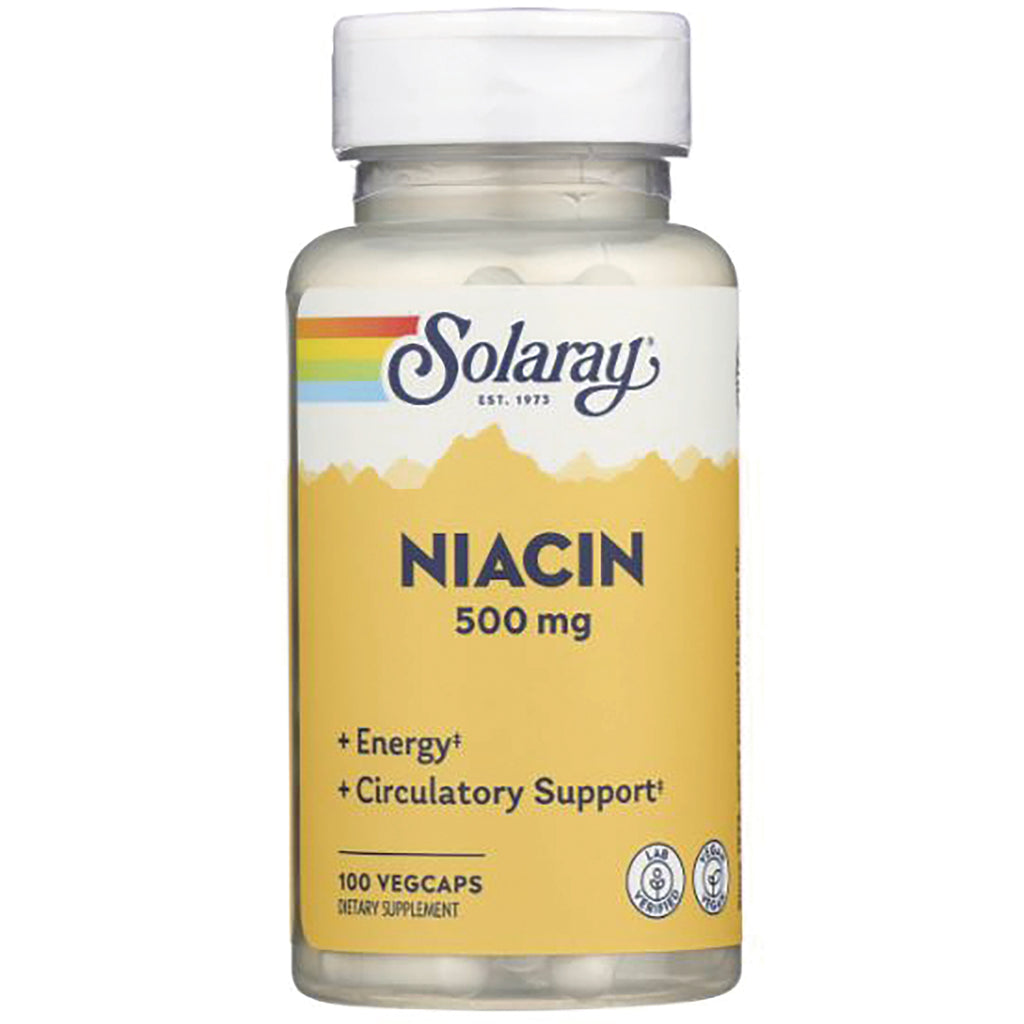 SLR225 | Solaray Niacin 500 mg dietary supplement, 100 vegcaps - Thumbnail
