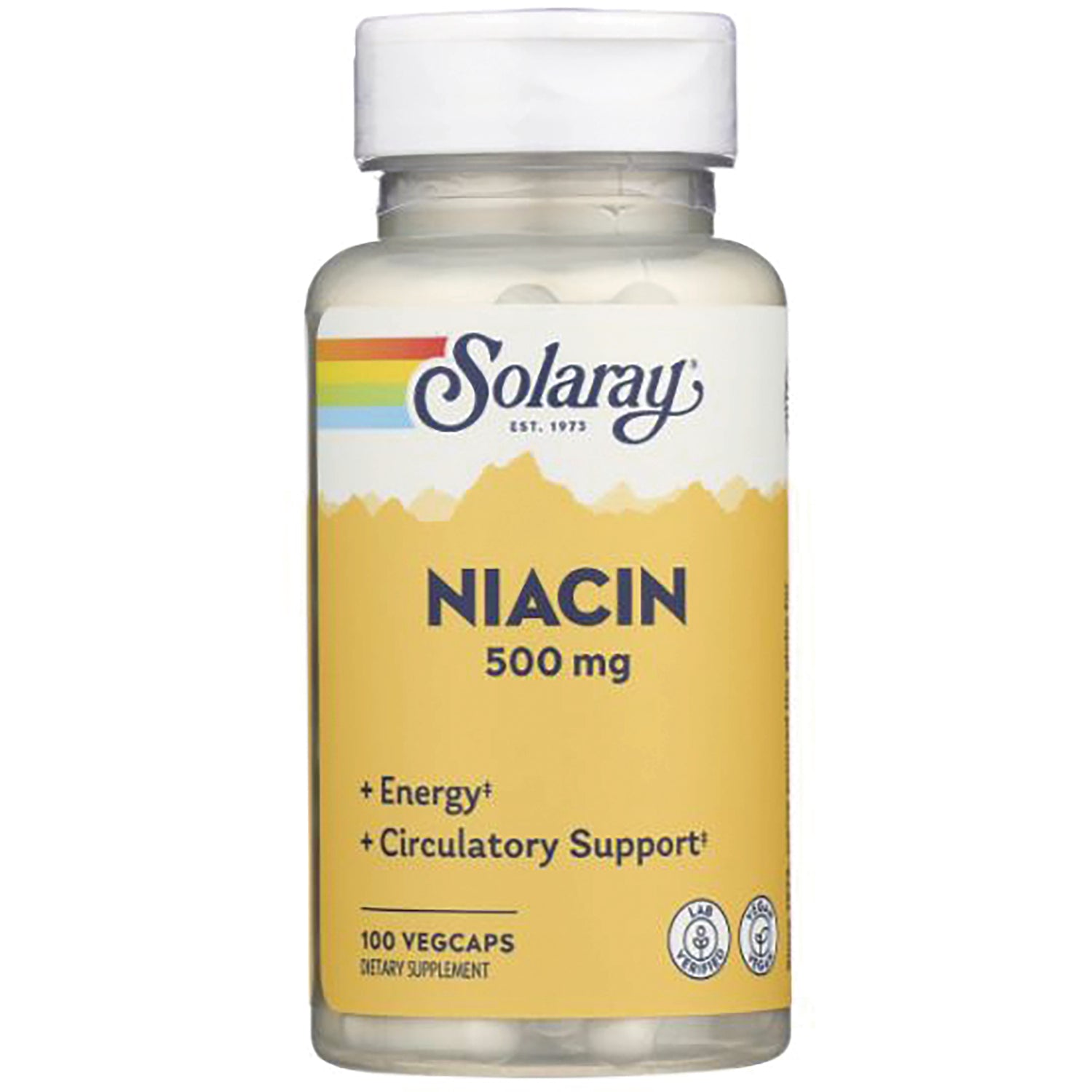 SLR225 | Solaray Niacin 500 mg dietary supplement, 100 vegcaps