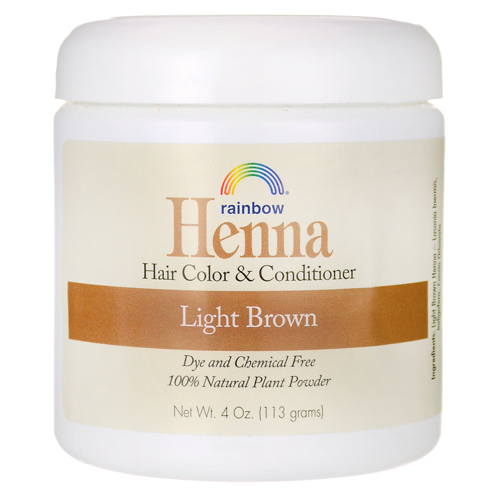 RBR006 | Rainbow Henna hair color and conditioner jar labeled Light Brown, 4 oz, dye and chemical free - Thumbnail