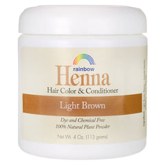 RBR006 | Rainbow Henna hair color and conditioner jar labeled Light Brown, 4 oz, dye and chemical free