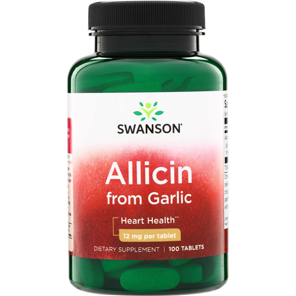 SWG21 | Swanson Allicin from Garlic supplement bottle, Heart Health, 12 mg per tablet, 100 tablets - Thumbnail