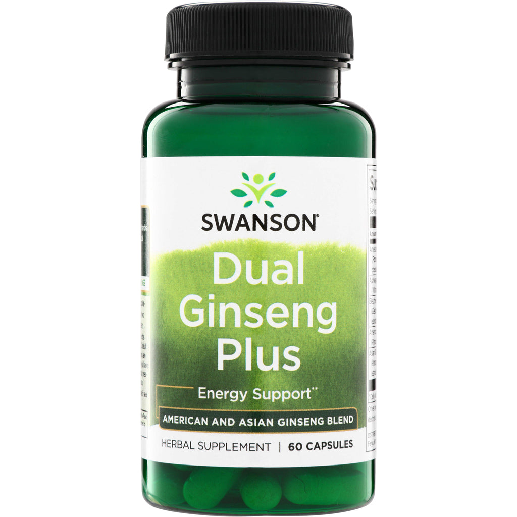 SWH242 | Swanson Dual Ginseng Plus, Energy Support, American and Asian Ginseng Blend, 60 capsules - Thumbnail