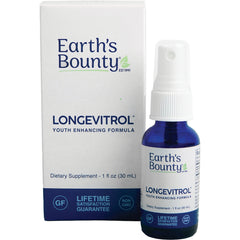 GE016 | Longevıtrol anti-aging spray bottle and box labeled Earth's Bounty