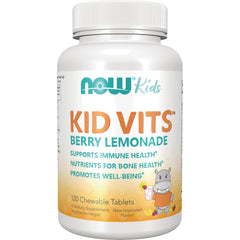 NWF1146 | NOW Kids Kid Vits Berry Lemonade chewable tablets bottle front label with cartoon hippo