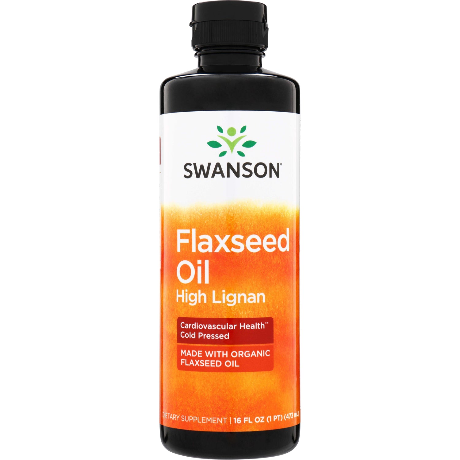 SWE006 | Swanson Flaxseed Oil high lignan 16 fl oz bottle cold pressed made with organic flaxseed oil