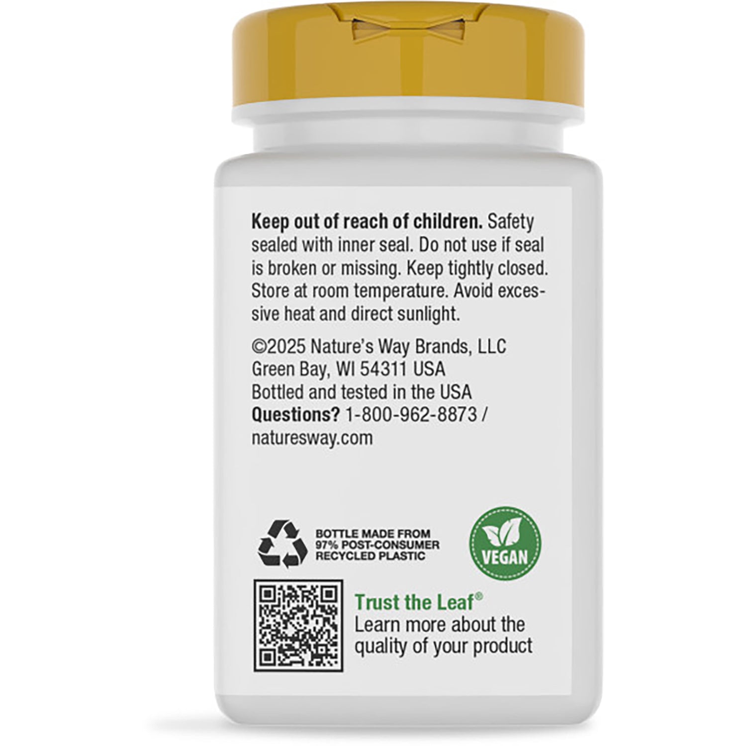 NW720 | Back label of green supplement bottle reading Supports Healthy Brain Function, gluten free, barcode visible