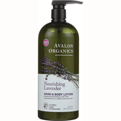 AVL037 | Avalon Organics Nourishing Lavender hand and body lotion pump bottle with lavender sprigs on front label
