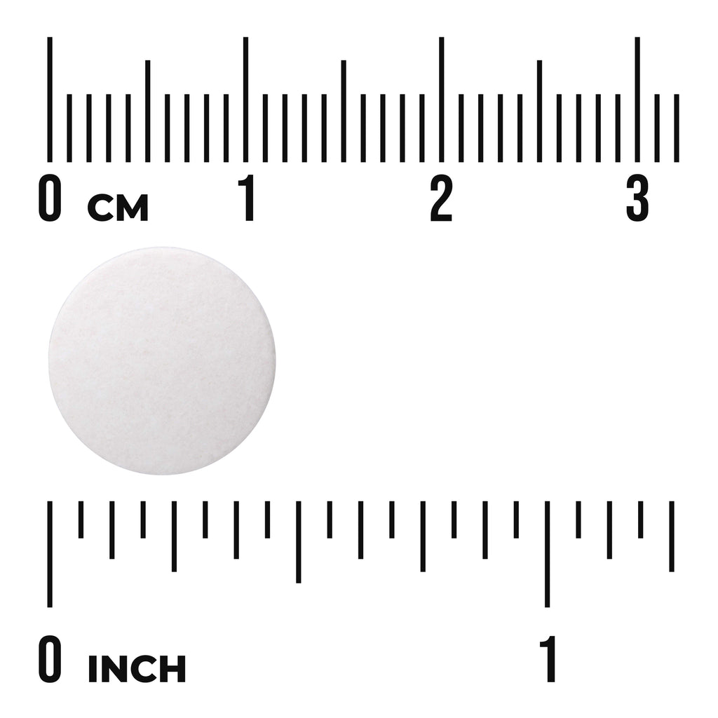 SW279 | Round white tablet shown with cm and inch rulers for size - Thumbnail