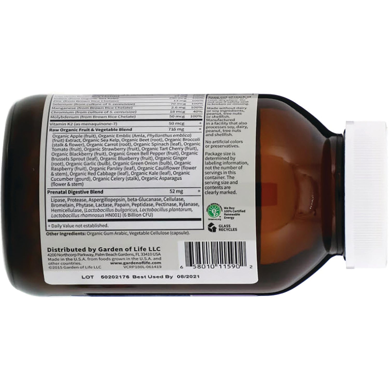 GLF139 | product label showing supplement facts, ingredient list and barcode on amber bottle