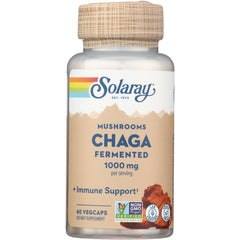 SLR459 | Solaray Chaga fermented mushroom supplement bottle 1000 mg per serving 60 vegcaps