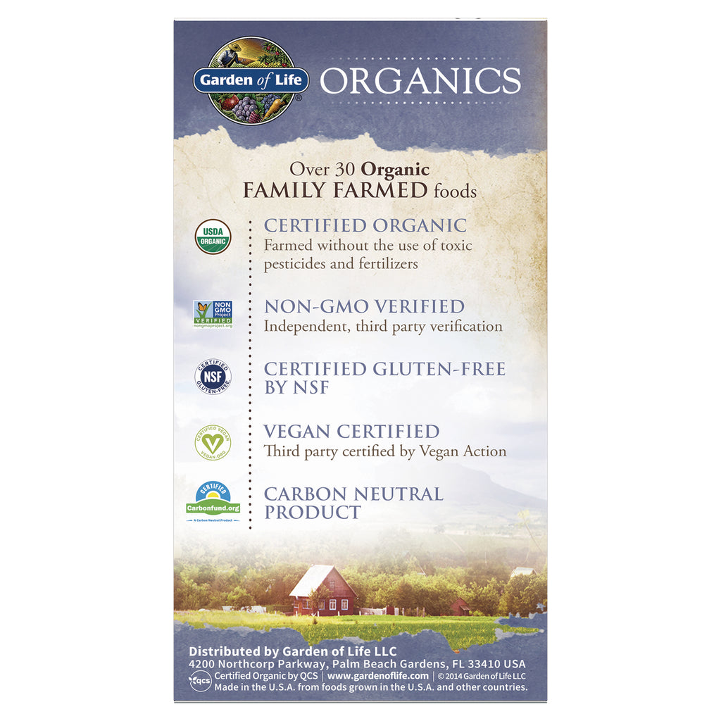 GLF183 | Back panel listing certified organic, non-GMO, certified gluten-free, vegan certified, and carbon neutral claims - Thumbnail