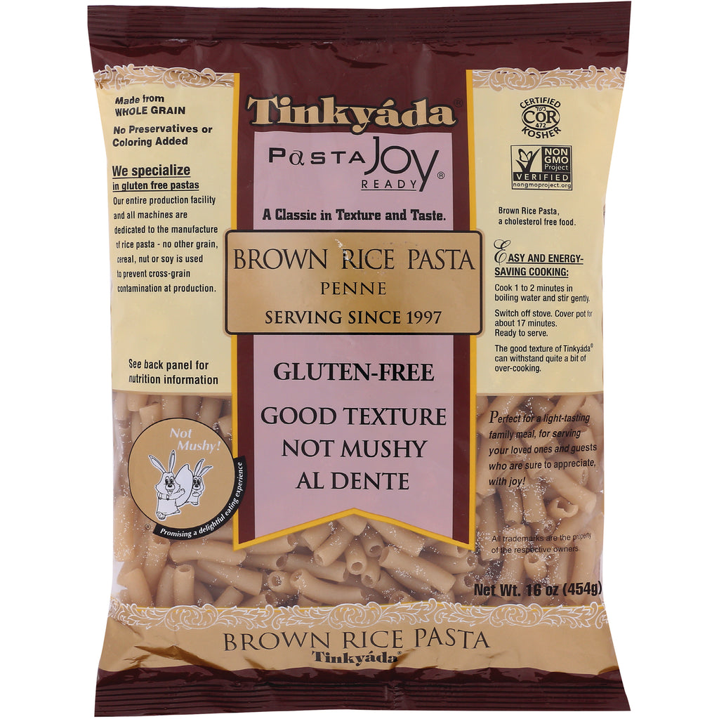 TKY010 | Tinkyada Brown Rice Pasta Penne, gluten-free, 16 oz front of pack - Thumbnail