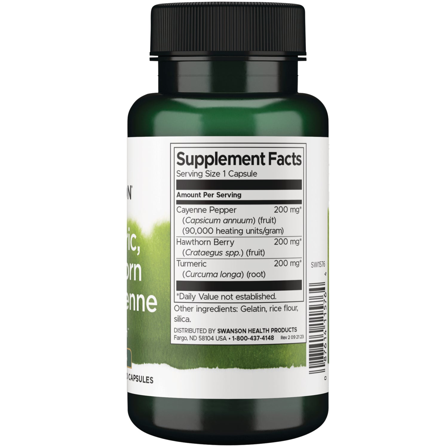 SW1576 | Clear capsule filled with brown powder shown beside cm and inch rulers to indicate size