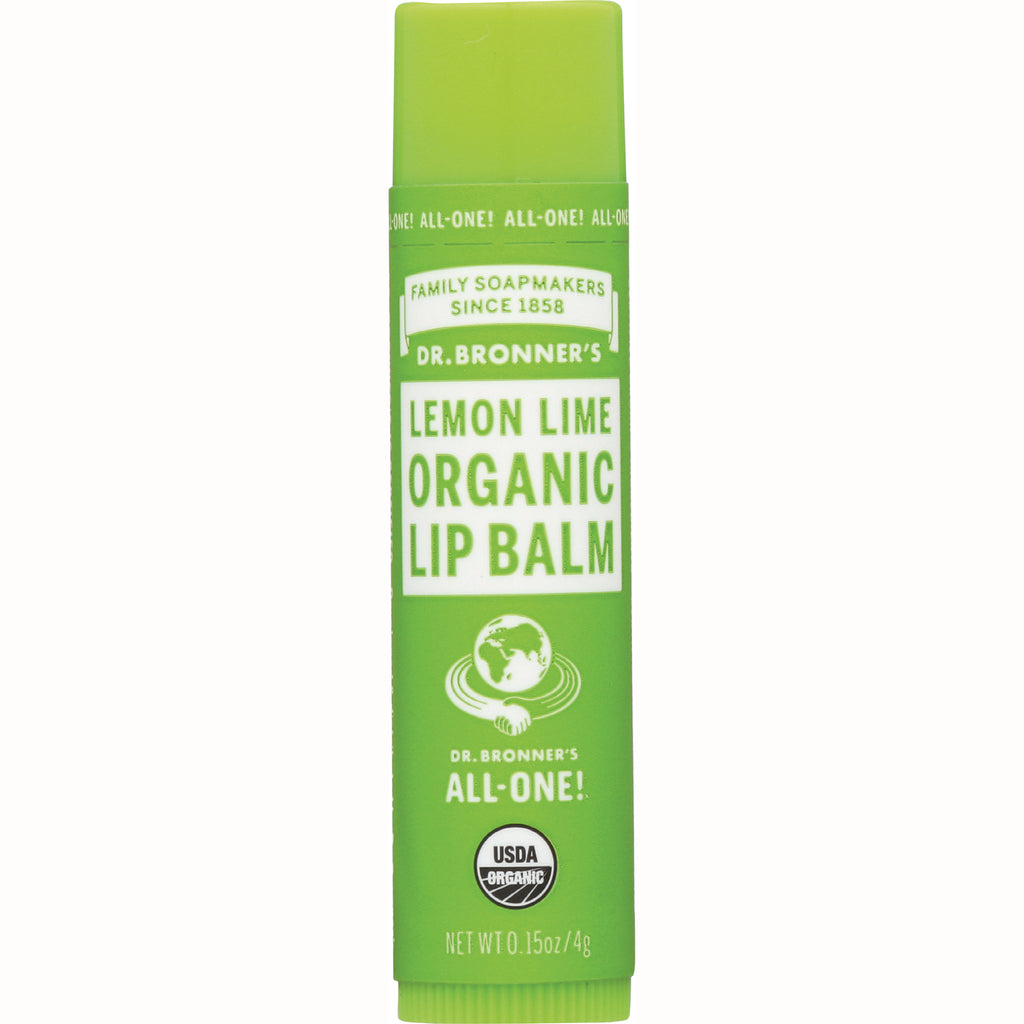 DRB031 | Dr. Bronner's Lemon Lime organic lip balm tube, green, 0.15 oz - Thumbnail