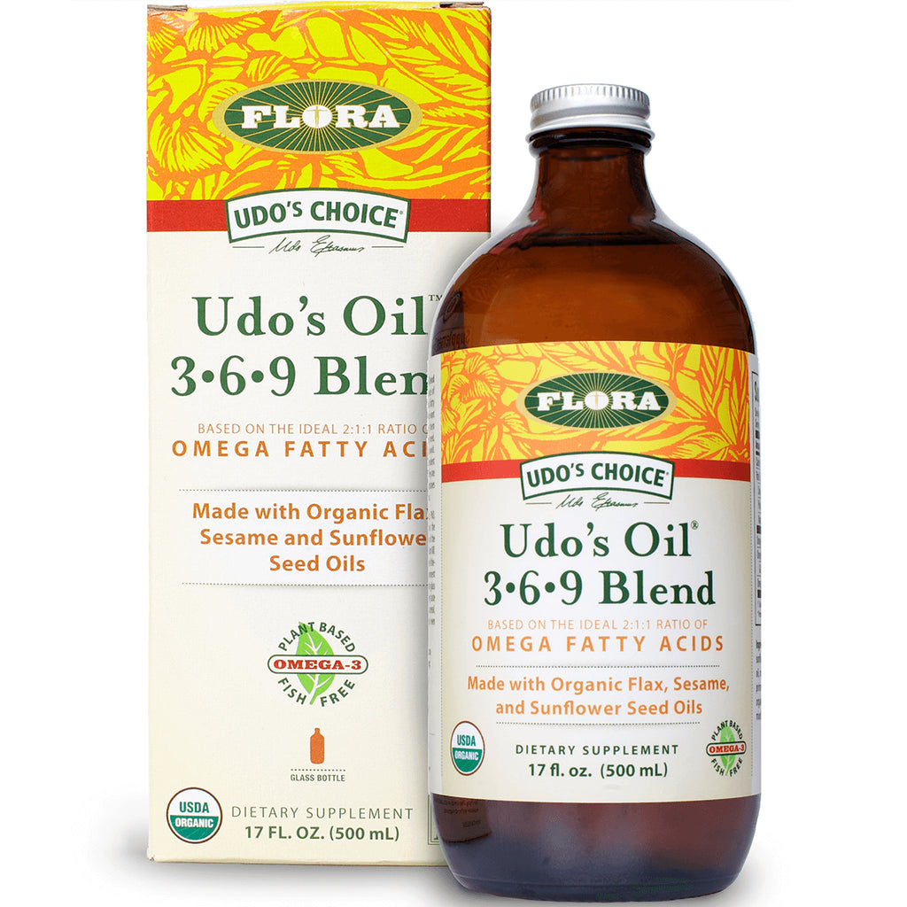 FL029 | Udo's Oil 369 Blend amber glass bottle with box, 17 fl oz, organic omega fatty acids - Thumbnail