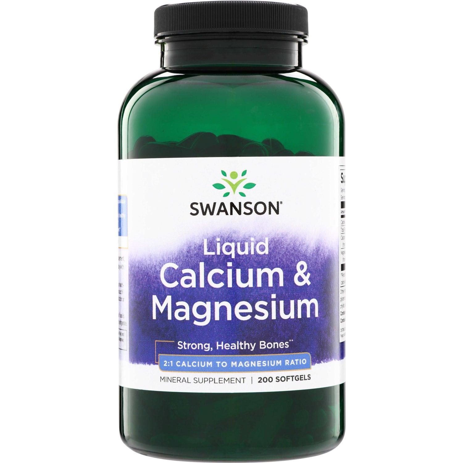 SW837 | Swanson Liquid Calcium & Magnesium, 200 softgels, Strong, Healthy Bones, 2:1 calcium to magnesium ratio