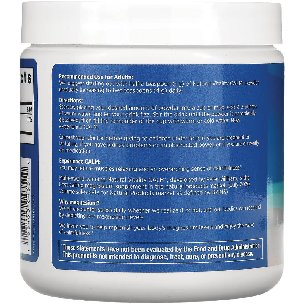 NVT054 | back label of white supplement tub showing directions, warnings, and product claims on a blue panel - Thumbnail