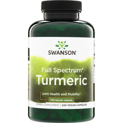 SW1075 | Swanson Full Spectrum Turmeric, 720 mg per capsule, 240 vegan capsules, Joint Health and Mobility