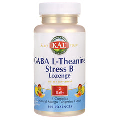 KL541 | KAL GABA L-Theanine Stress B lozenge bottle, natural mango tangerine flavor, 100 lozenges