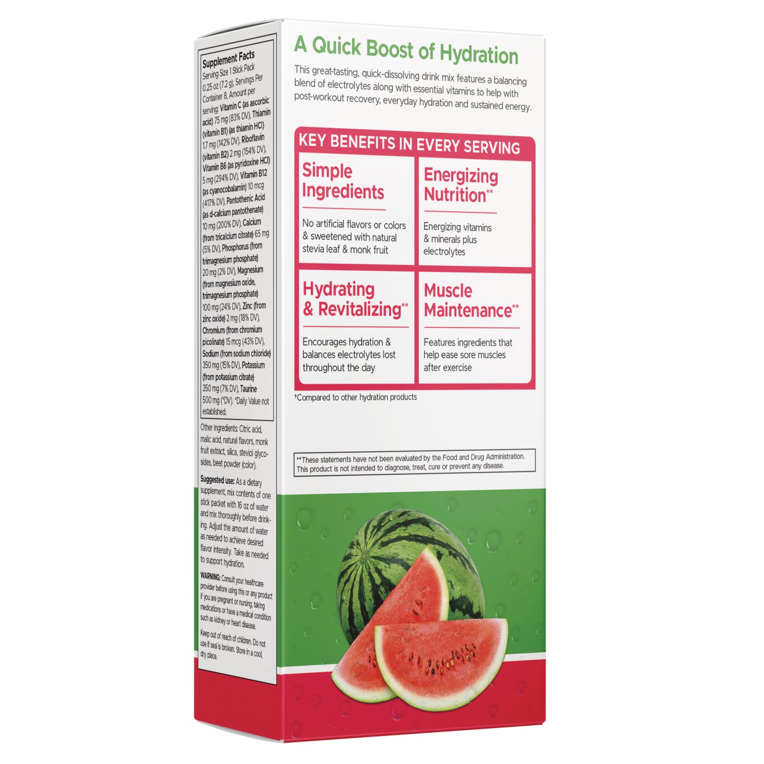 SW1939 | Supplement Facts panel with serving size, vitamins and minerals, other ingredients, suggested use, and warning