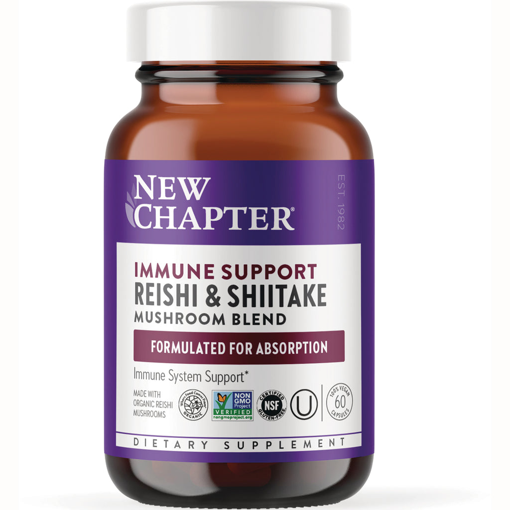 NWC268 | New Chapter Reishi & Shiitake mushroom blend immune support supplement bottle front label - Thumbnail