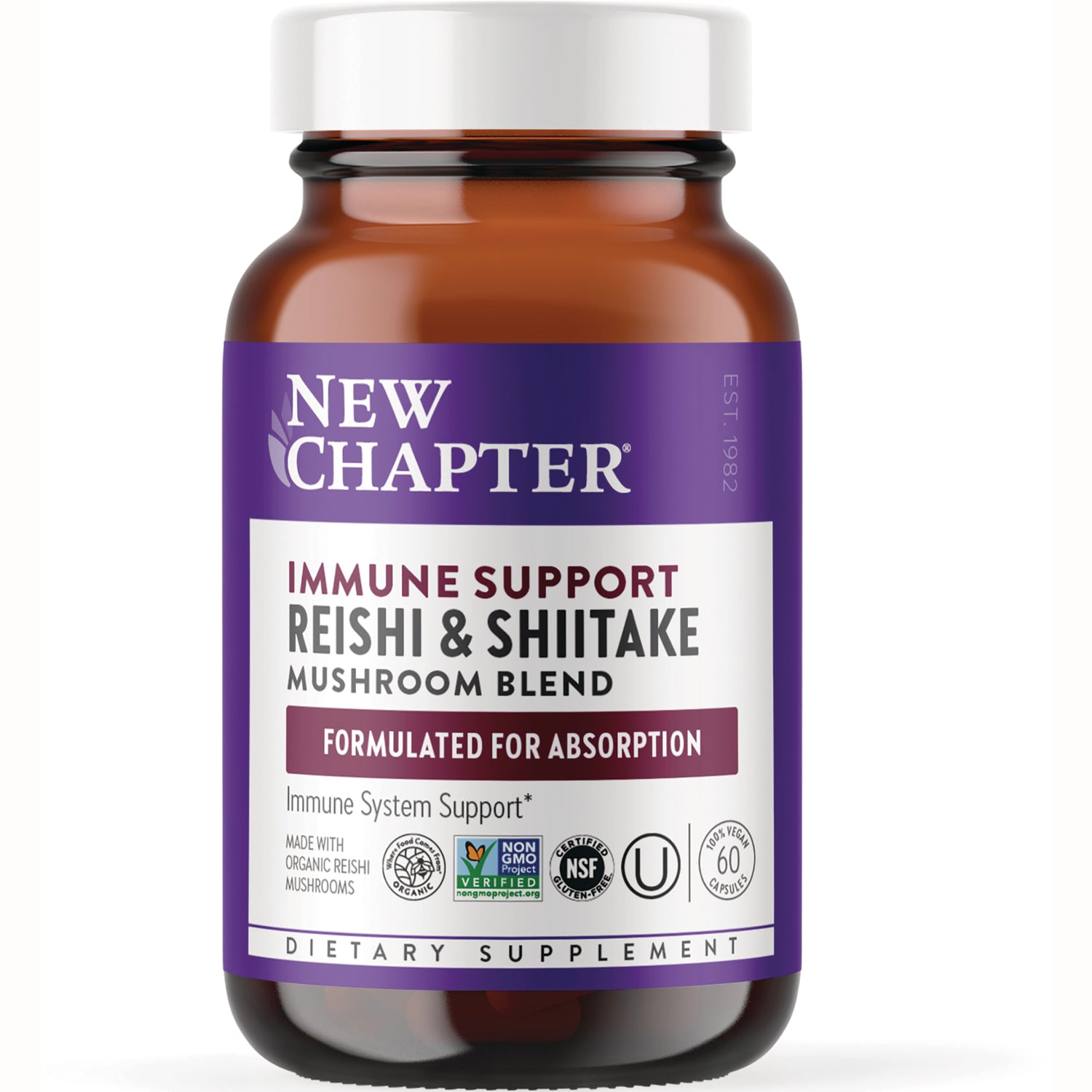NWC268 | New Chapter Reishi & Shiitake mushroom blend immune support supplement bottle front label