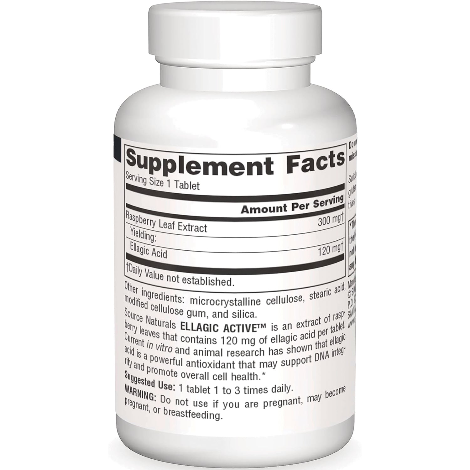 SN593 | Back label showing Supplement Facts panel and other ingredients on bottle