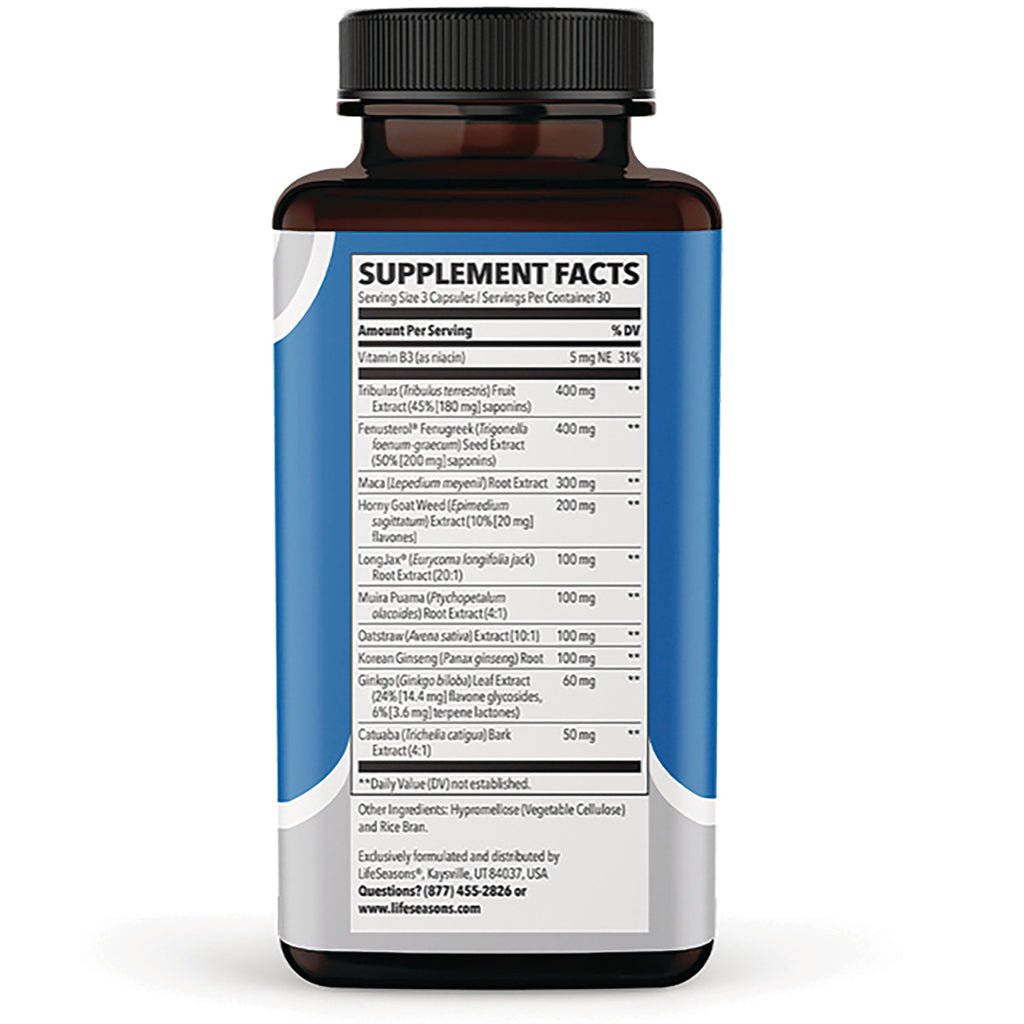 LSS004 | back of brown supplement bottle showing Supplement Facts panel and ingredient list - Thumbnail