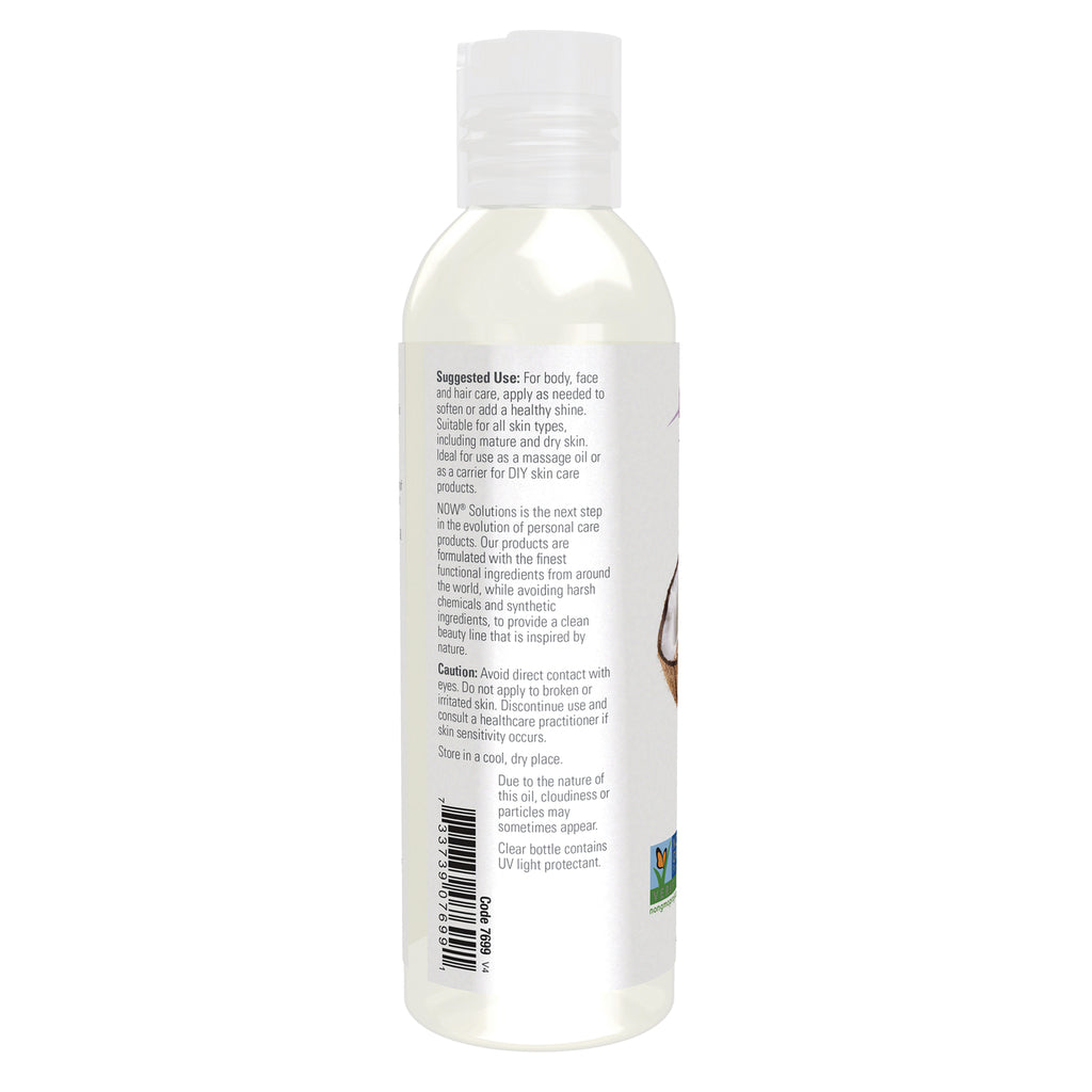 NWF1408 | Back label of clear plastic bottle showing suggested use and caution text, small coconut graphic and barcode - Thumbnail
