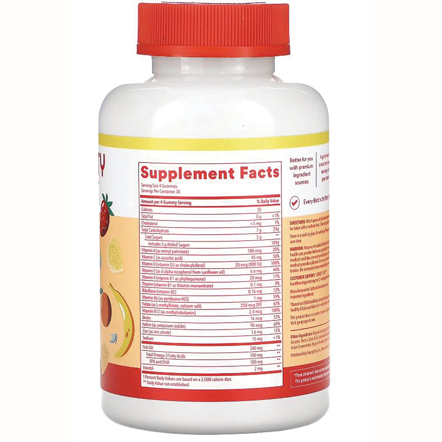 SMA002 | Back label with Supplement Facts panel on gummy vitamin bottle