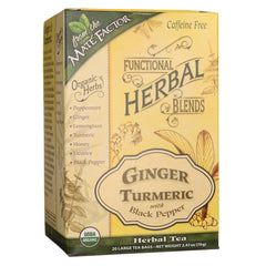 MTF012 | Ginger Turmeric with Black Pepper herbal tea box front showing USDA Organic and Caffeine Free