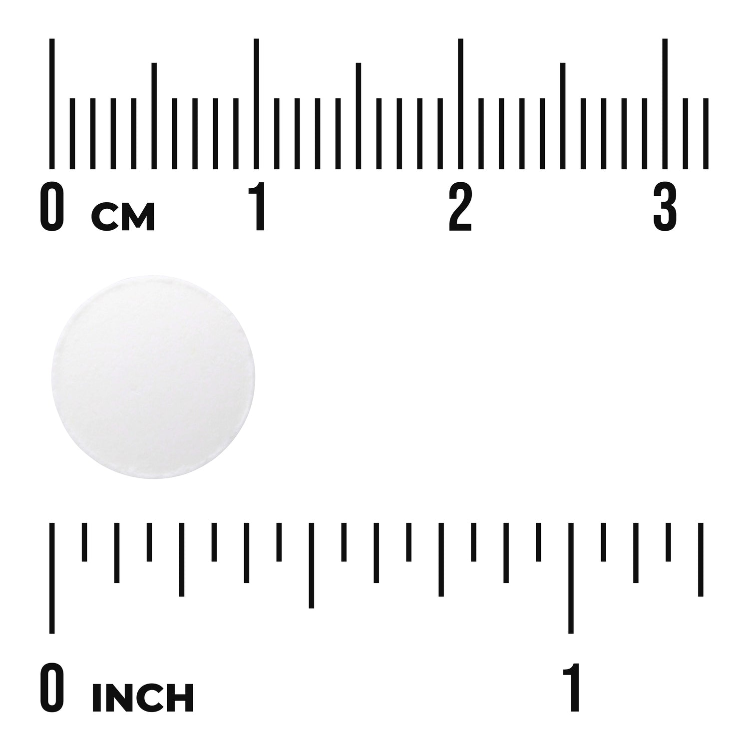 SW994 | White round tablet with ruler showing size in centimeters and inches