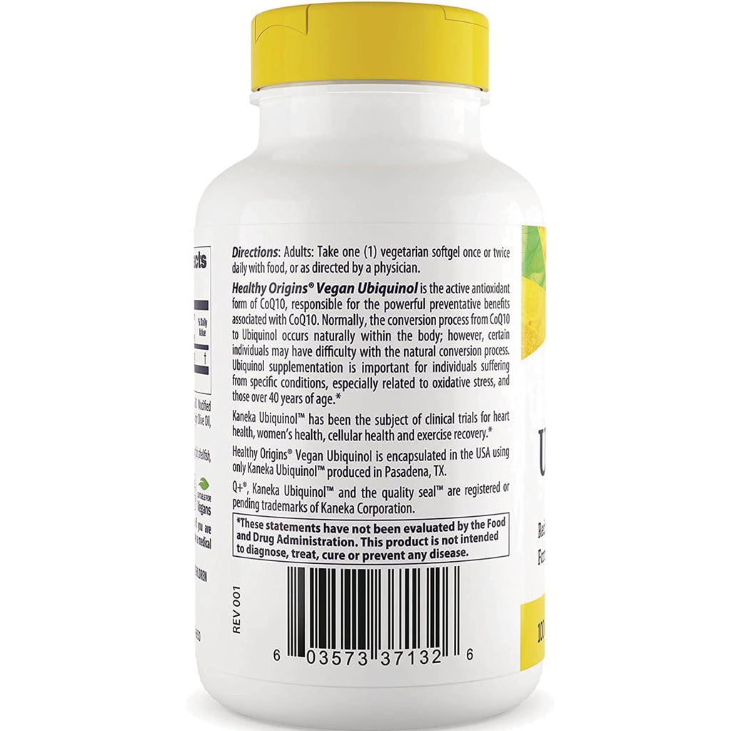 HRG189 | Back of white supplement bottle with yellow cap showing directions and ingredient text plus barcode - Thumbnail