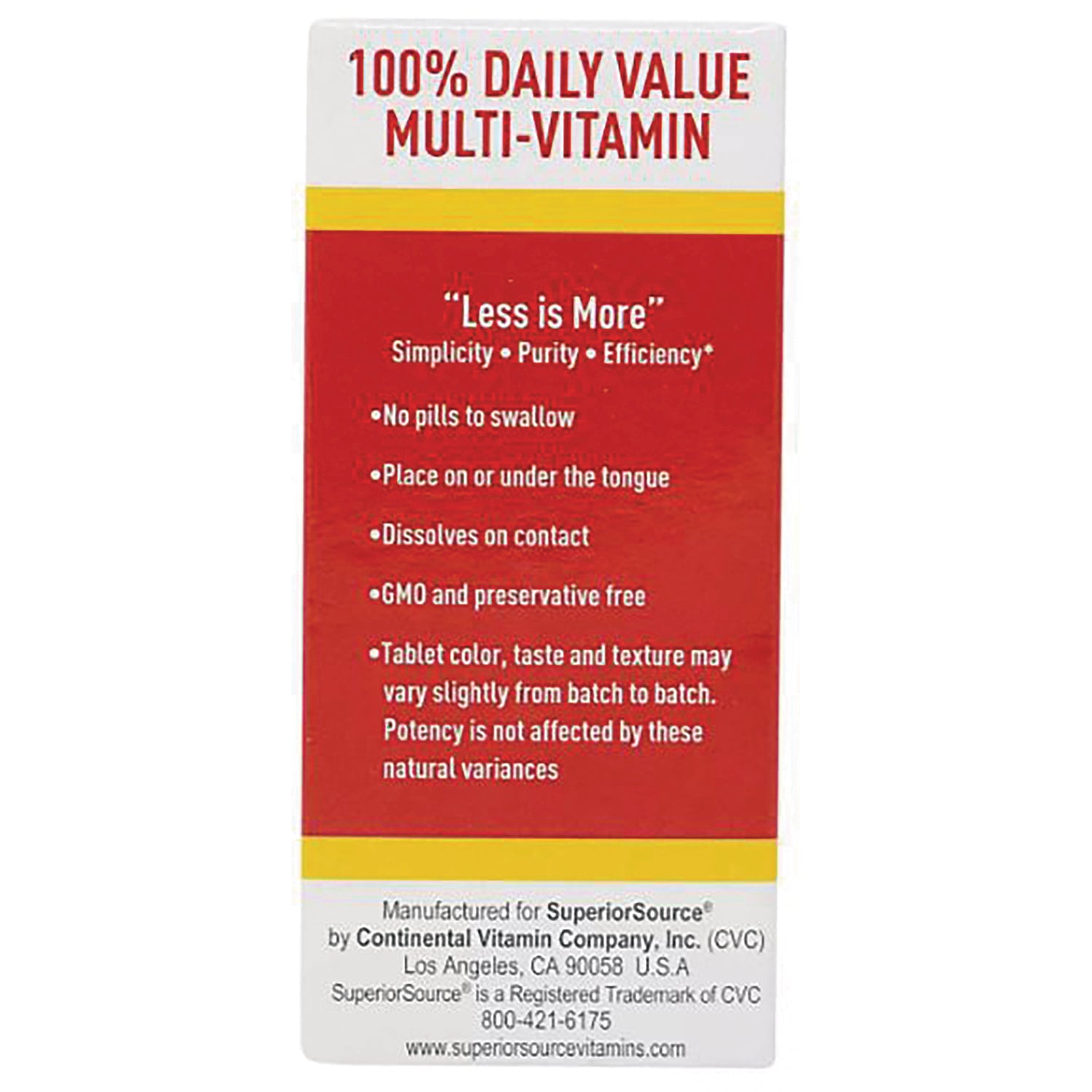 SUS022 | 100% Daily Value Multi-Vitamin infographic: \