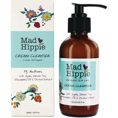 HIP001 | Mad Hippie cream cleanser pump bottle and box showing label text and 118 ml size