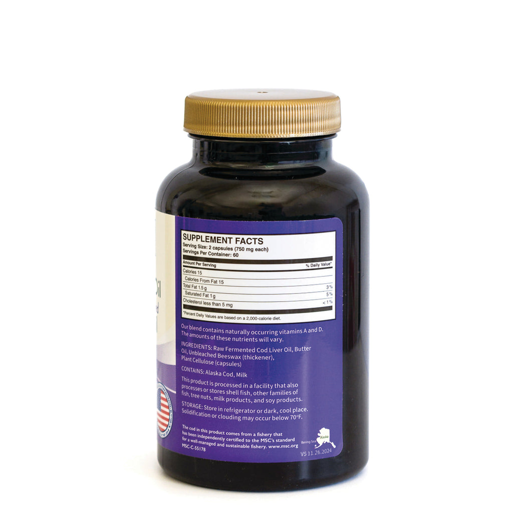 GRP015 | Back of dark supplement bottle with gold cap showing Supplement Facts and ingredients on purple label - Thumbnail