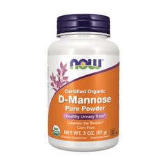 NWF190 | NOW Certified Organic D-Mannose pure powder supplement bottle, 3 oz