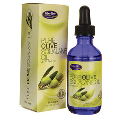 LFH051 | Life-flo Pure Olive Squalane Oil blue glass dropper bottle and outer box labeled PURE OLIVE SQUALANE OIL