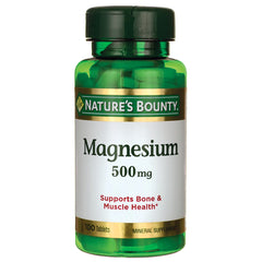 NBY025 | Nature's Bounty Magnesium 500 mg bottle, 100 tablets, supports bone & muscle health