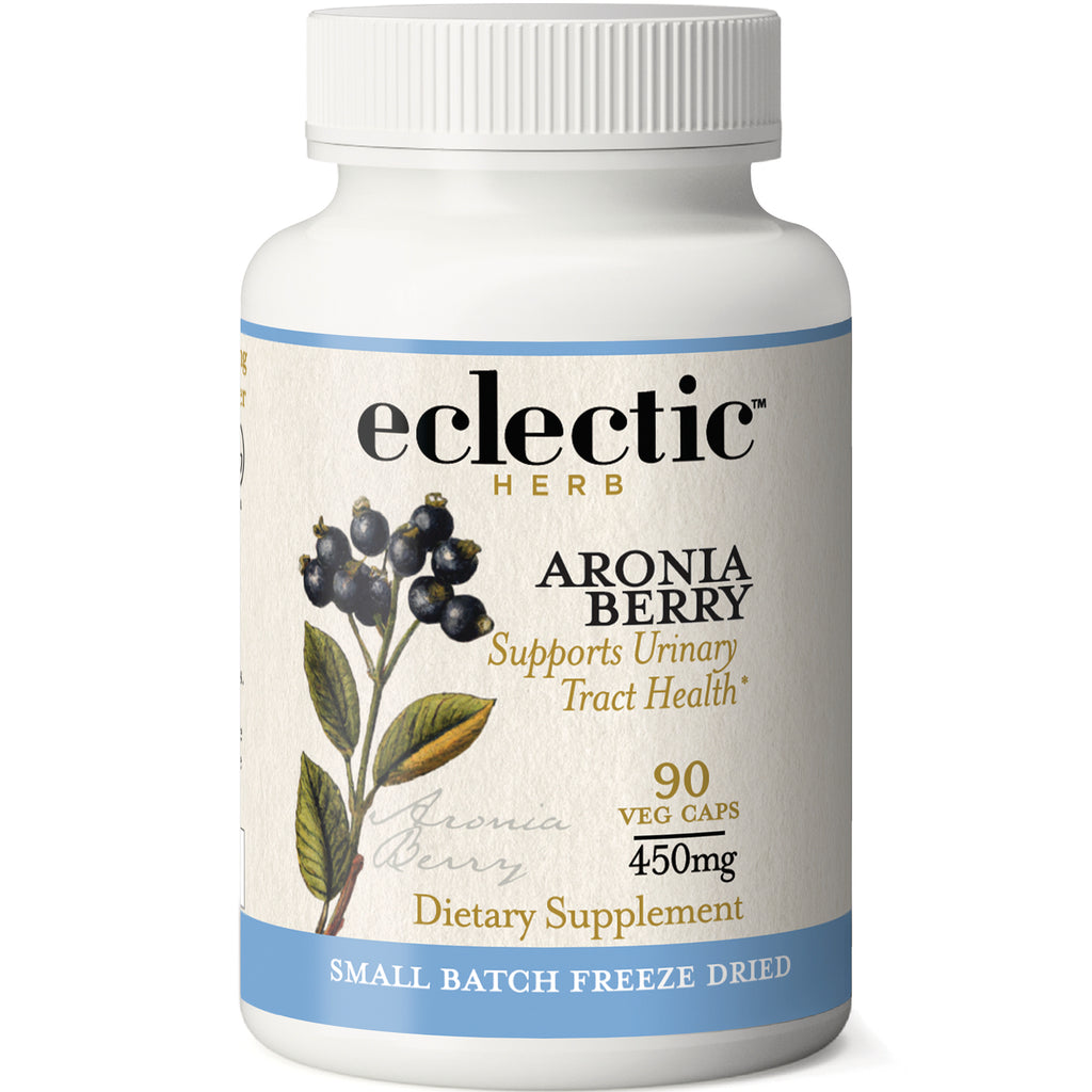 EC019 | Eclectic Herb Aronia Berry dietary supplement bottle labeled Supports Urinary Tract Health, 90 veg caps 450mg - Thumbnail