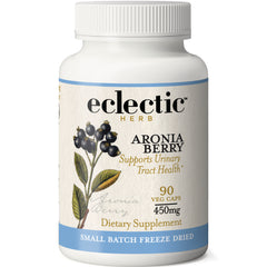 EC019 | Eclectic Herb Aronia Berry dietary supplement bottle labeled Supports Urinary Tract Health, 90 veg caps 450mg