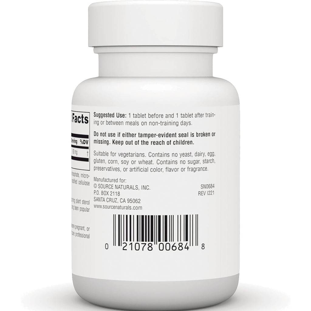 SN716 | Back label of Source Naturals supplement bottle with suggested use, warnings, and barcode - Thumbnail