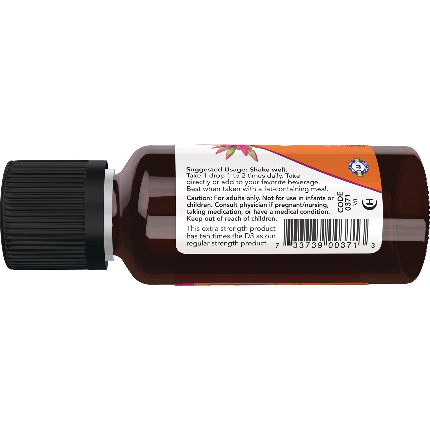 NWF1155 | brown dropper bottle back label showing suggested usage, caution text, and barcode