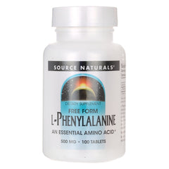 SN870 | Source Naturals Free Form L-Phenylalanine dietary supplement, 500 mg, 100 tablets