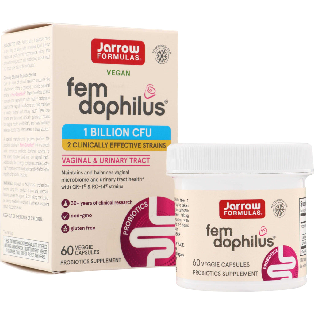 JR294 | Jarrow Formulas fem dophilus vegan probiotic supplement, 1 billion CFU, 60 veggie capsules - Thumbnail