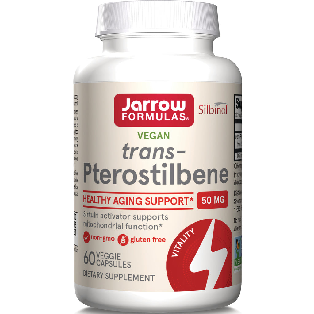 JR232 | Jarrow Formulas trans-Pterostilbene 50 mg bottle, 60 veggie capsules, vegan healthy aging support - Thumbnail
